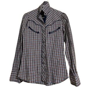 Vintage Tem Tex Women’s Multi Check Cowgirl Western Button Front Shirt Sz-S